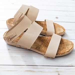 Restricted Ora Nude Cork Low Wedge Sandals 7